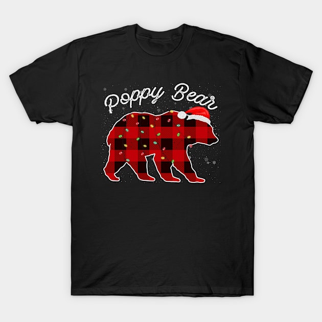 Poppy Bear Santa Christmas Pajama Red Plaid Buffalo Family Funny T-Shirt by heart teeshirt